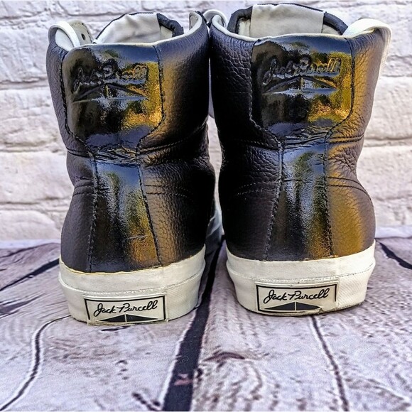 Converse Jack Purcell black/white leather high top - Picture 4 of 12